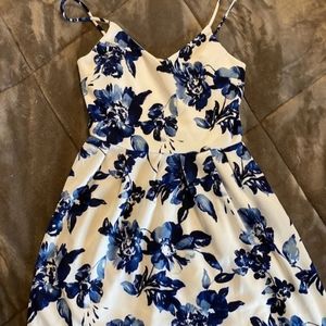 Antique blue and white floral dress